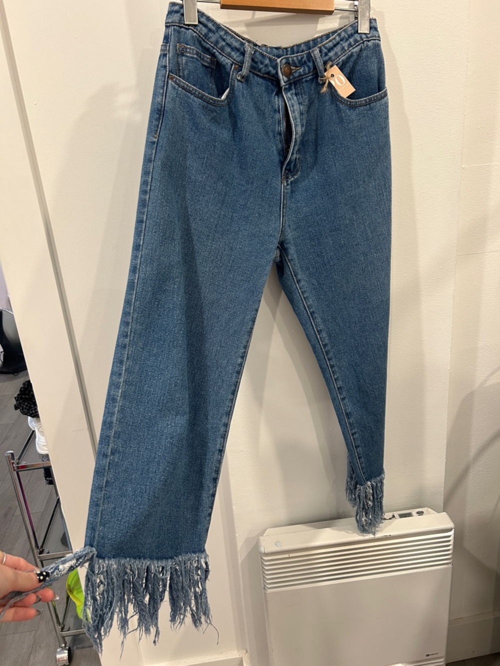 Forever 21 Distressed Hem Wide-Leg Blue Jeans